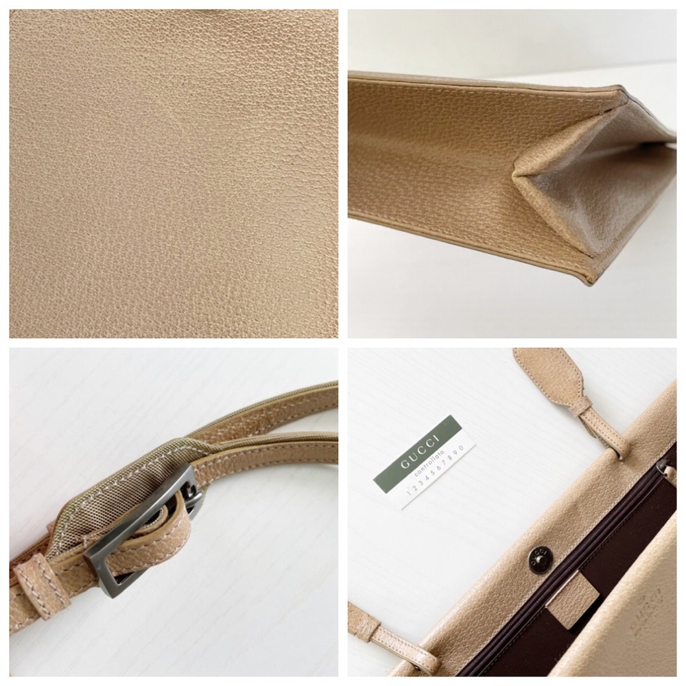 ❤️SOLD❤️Gucci tan leather embossed logo minimalist shoulder bag - Picture 7 of 12